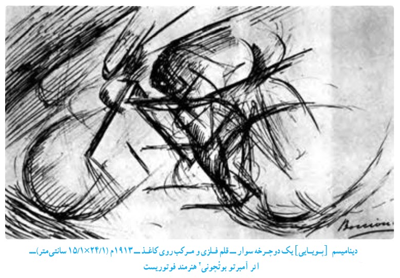ديناميسم - يک دوچـرخه سوار ــ قلم فـلزى و مـرکب روى کاغـذ