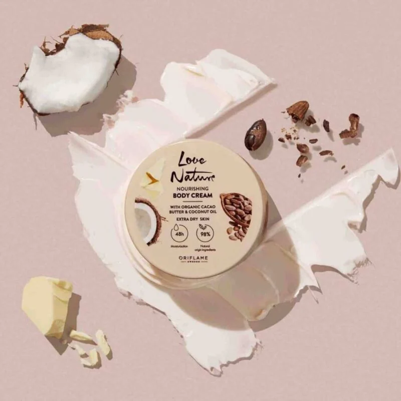 کرم بدن تغذیه‌کننده لاونیچر با کره کاکائو و روغن نارگیل ارگانیک – LOVE NATURE Nourishing Body Cream with Organic Cacao Butter & Coconut Oil - تصویر 4